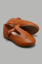 Load image into Gallery viewer, Redtag-Brown-T-Bar-Ballerina-Colour:Brown,-Filter:Girls-Footwear-(1-to-3-Yrs),-ING-Casual-Shoes,-New-In,-New-In-ING-FOO,-Non-Sale,-S22A,-Section:Kidswear-Infant-Girls-1 to 3 Years
