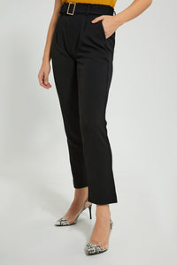 Redtag-Black-Cargo-Pant-With-Belt-Trousers-Women's-0