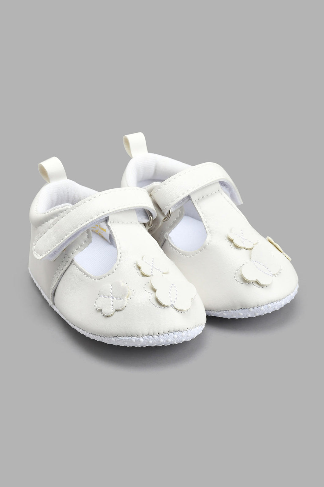 Redtag-White-Pram-Shoe-Colour:White,-Filter:Baby-Footwear-(0-to-18-Mths),-NBF-Casual-Shoes,-New-In,-New-In-NBF-FOO,-Non-Sale,-S22A,-Section:Kidswear-Baby-0 to 18 Months