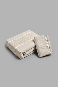 Beige 2-Piece Duvet Cover Set With Lace (Single Size)