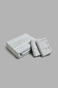 Grey 3-Pieces Duvet Cover Set With Lace (Double Size)