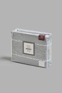 Redtag-Grey-3-Pieces-Duvet-Cover-Set-With-Lace(King-Size)-Duvet-Covers-Home-Bedroom-
