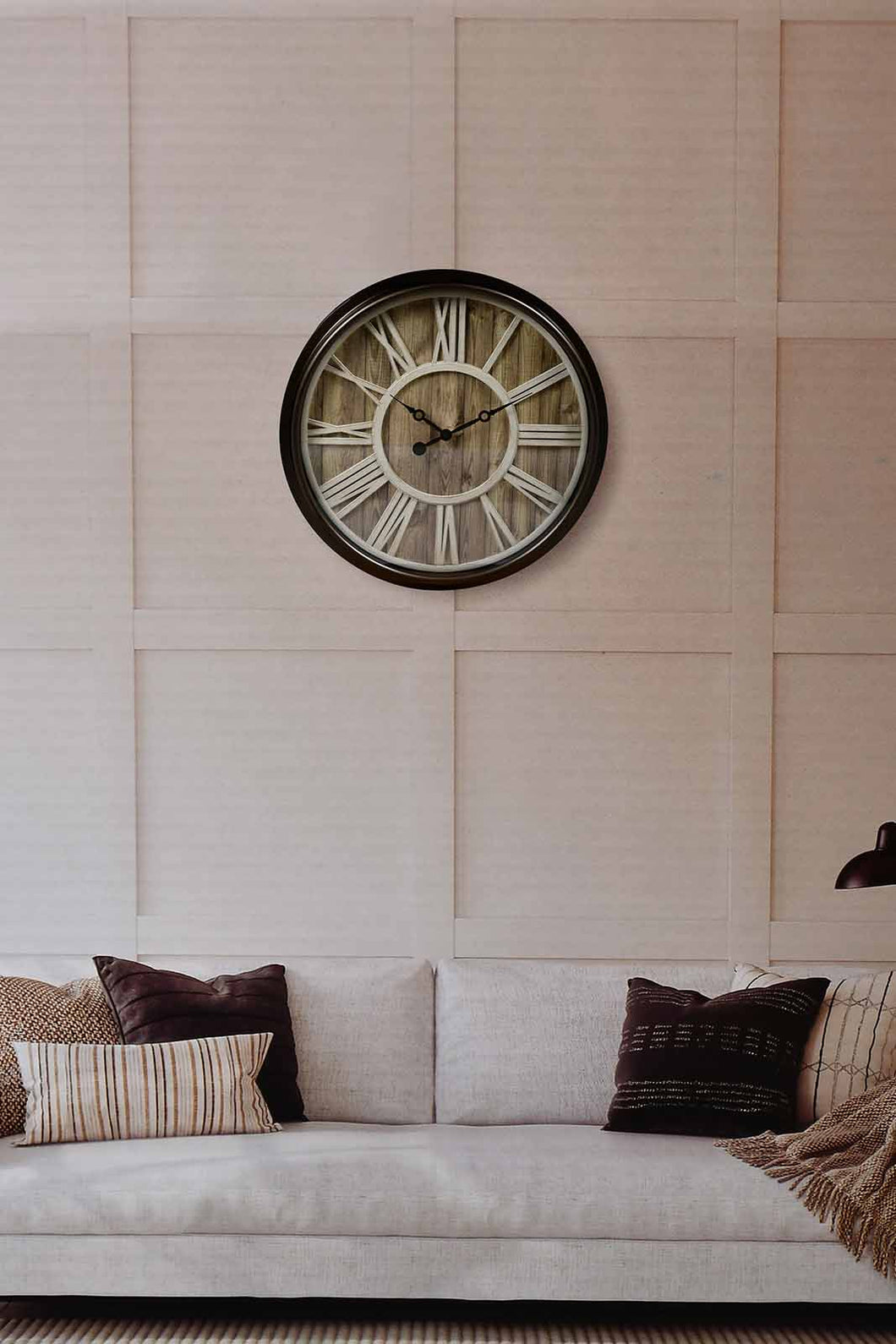 Redtag-Brown-Antique-Finish-Wall-Clock-Colour:Brown,-Filter:Home-Decor,-HMW-HOM-Wall-Clock,-New-In,-New-In-HMW-HOM,-Non-Sale,-S22A,-Section:Homewares-Home-Decor-