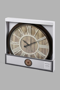 Redtag-Brown-Antique-Finish-Wall-Clock-Colour:Brown,-Filter:Home-Decor,-HMW-HOM-Wall-Clock,-New-In,-New-In-HMW-HOM,-Non-Sale,-S22A,-Section:Homewares-Home-Decor-