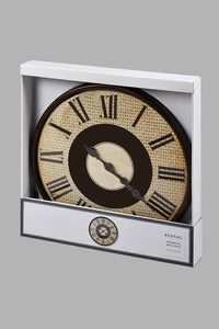 Redtag-Brown-Roman-Elegant-Wall-Clock-Colour:Brown,-Filter:Home-Decor,-HMW-HOM-Wall-Clock,-New-In,-New-In-HMW-HOM,-Non-Sale,-S22A,-Section:Homewares-Home-Decor-