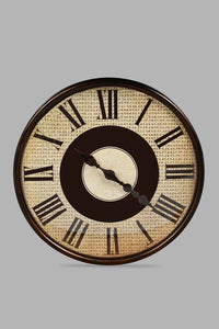 Redtag-Brown-Roman-Elegant-Wall-Clock-Colour:Brown,-Filter:Home-Decor,-HMW-HOM-Wall-Clock,-New-In,-New-In-HMW-HOM,-Non-Sale,-S22A,-Section:Homewares-Home-Decor-