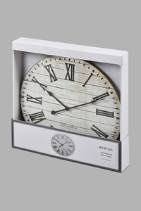 Redtag-Beige-Roman-Classic-Wall-Clock-Colour:Beige,-Filter:Home-Decor,-HMW-HOM-Wall-Clock,-New-In,-New-In-HMW-HOM,-Non-Sale,-S22A,-Section:Homewares-Home-Decor-