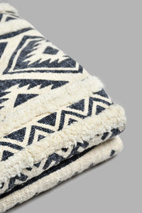 Redtag-Beige/Blue-Textured-Tufted-Throw-With-Fringles-BED-PHANTASMAGORIA-2,-Colour:Blue,-Filter:Home-Bedroom,-HMW-BED-Throws,-New-In,-New-In-HMW-BED,-Non-Sale,-S22A,-Section:Homewares-Home-Bedroom-