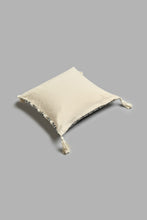 Load image into Gallery viewer, Redtag-Beige/Blue-Textured-Tufted-Cushion-With-Fringes-BED-PHANTASMAGORIA-2,-Colour:Blue,-Filter:Home-Bedroom,-HMW-BED-Cushions,-New-In,-New-In-HMW-BED,-Non-Sale,-S22A,-Section:Homewares-Home-Bedroom-
