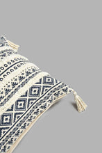 Load image into Gallery viewer, Redtag-Beige/Blue-Textured-Tufted-Cushion-With-Fringes-BED-PHANTASMAGORIA-2,-Colour:Blue,-Filter:Home-Bedroom,-HMW-BED-Cushions,-New-In,-New-In-HMW-BED,-Non-Sale,-S22A,-Section:Homewares-Home-Bedroom-
