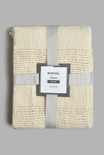 Load image into Gallery viewer, Redtag-Beige-Textured-Net-Stripe-Throw-With-Fringes-BED-PHANTASMAGORIA-3,-Colour:Beige,-Filter:Home-Bedroom,-HMW-BED-Throws,-New-In,-New-In-HMW-BED,-Non-Sale,-S22A,-Section:Homewares-Home-Bedroom-
