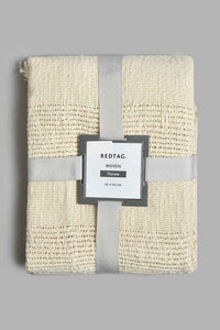 Redtag-Beige-Textured-Net-Stripe-Throw-With-Fringes-BED-PHANTASMAGORIA-3,-Colour:Beige,-Filter:Home-Bedroom,-HMW-BED-Throws,-New-In,-New-In-HMW-BED,-Non-Sale,-S22A,-Section:Homewares-Home-Bedroom-
