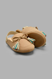 Redtag-Beige-Tassel-Trim-Mule-Mules-Infant-Girls-1 to 3 Years