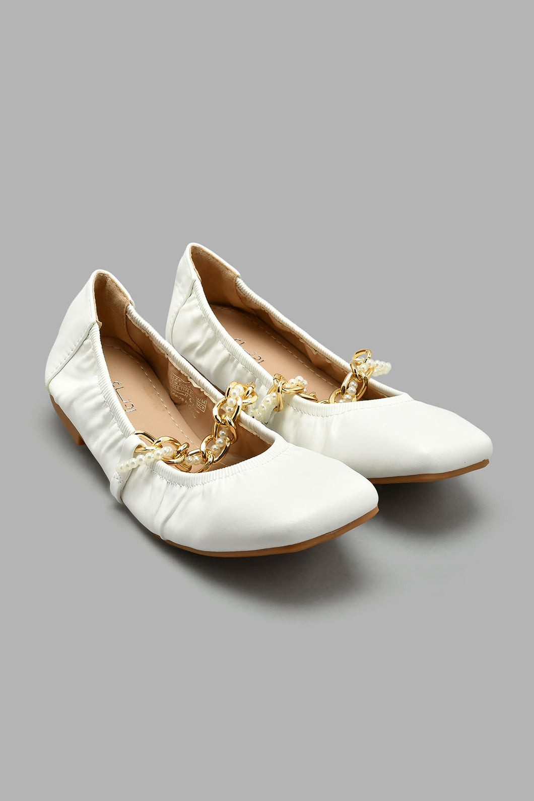 Redtag-White-Ballerina-With-Chain-Trim-Colour:White,-Filter:Women's-Footwear,-New-In,-New-In-Women-FOO,-Non-Sale,-S22A,-Section:Women,-Women-Casual-Shoes-Women's-