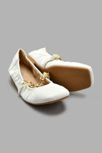 Load image into Gallery viewer, Redtag-White-Ballerina-With-Chain-Trim-Colour:White,-Filter:Women&#39;s-Footwear,-New-In,-New-In-Women-FOO,-Non-Sale,-S22A,-Section:Women,-Women-Casual-Shoes-Women&#39;s-
