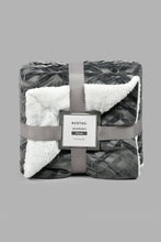 تنزيل الصورة على معرض الصور، Redtag-Grey-Textured-Velvet-&amp;-Sherpa-Reversible-Throw-Throws-Home-Bedroom-
