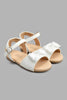 Redtag-White-Bow-Trim-Sandal-Sandals-Infant-Girls-1 to 3 Years