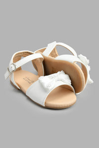 Redtag-White-Bow-Trim-Sandal-Sandals-Infant-Girls-1 to 3 Years