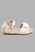 Load image into Gallery viewer, Redtag-White-Bow-Trim-Sandal-Sandals-Infant-Girls-1 to 3 Years
