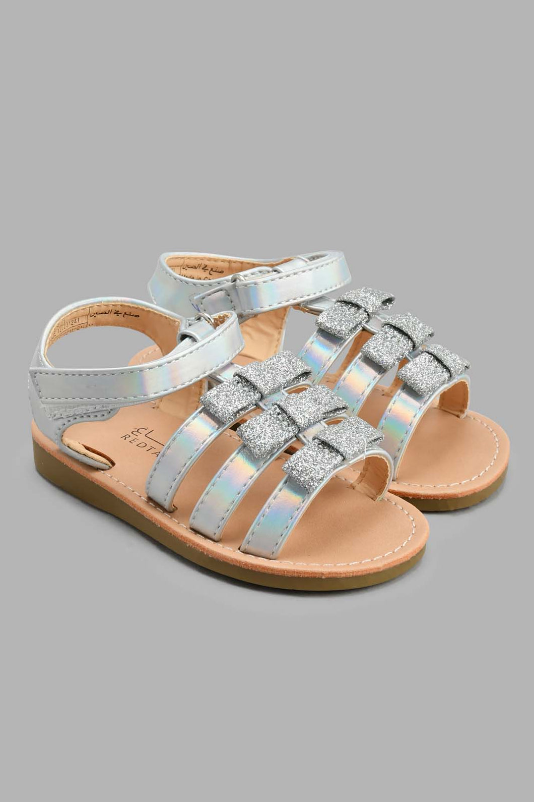 Redtag-Silver-T-Bar-Sandal-Sandals-Infant-Girls-1 to 3 Years