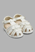 Load image into Gallery viewer, Redtag-White-Bow-Trim-Sandal-Sandals-Infant-Girls-1 to 3 Years
