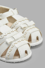 Load image into Gallery viewer, Redtag-White-Bow-Trim-Sandal-Sandals-Infant-Girls-1 to 3 Years
