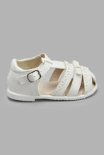 Load image into Gallery viewer, Redtag-White-Bow-Trim-Sandal-Sandals-Infant-Girls-1 to 3 Years
