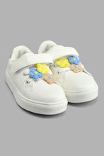 Load image into Gallery viewer, Redtag-White-Floral-Trim-Sneaker-Colour:White,-Filter:Girls-Footwear-(1-to-3-Yrs),-ING-Casual-Shoes,-New-In,-New-In-ING-FOO,-Non-Sale,-S22A,-Section:Kidswear-Infant-Girls-1 to 3 Years
