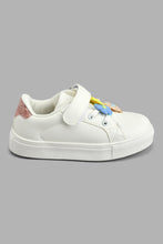 Load image into Gallery viewer, Redtag-White-Floral-Trim-Sneaker-Colour:White,-Filter:Girls-Footwear-(1-to-3-Yrs),-ING-Casual-Shoes,-New-In,-New-In-ING-FOO,-Non-Sale,-S22A,-Section:Kidswear-Infant-Girls-1 to 3 Years
