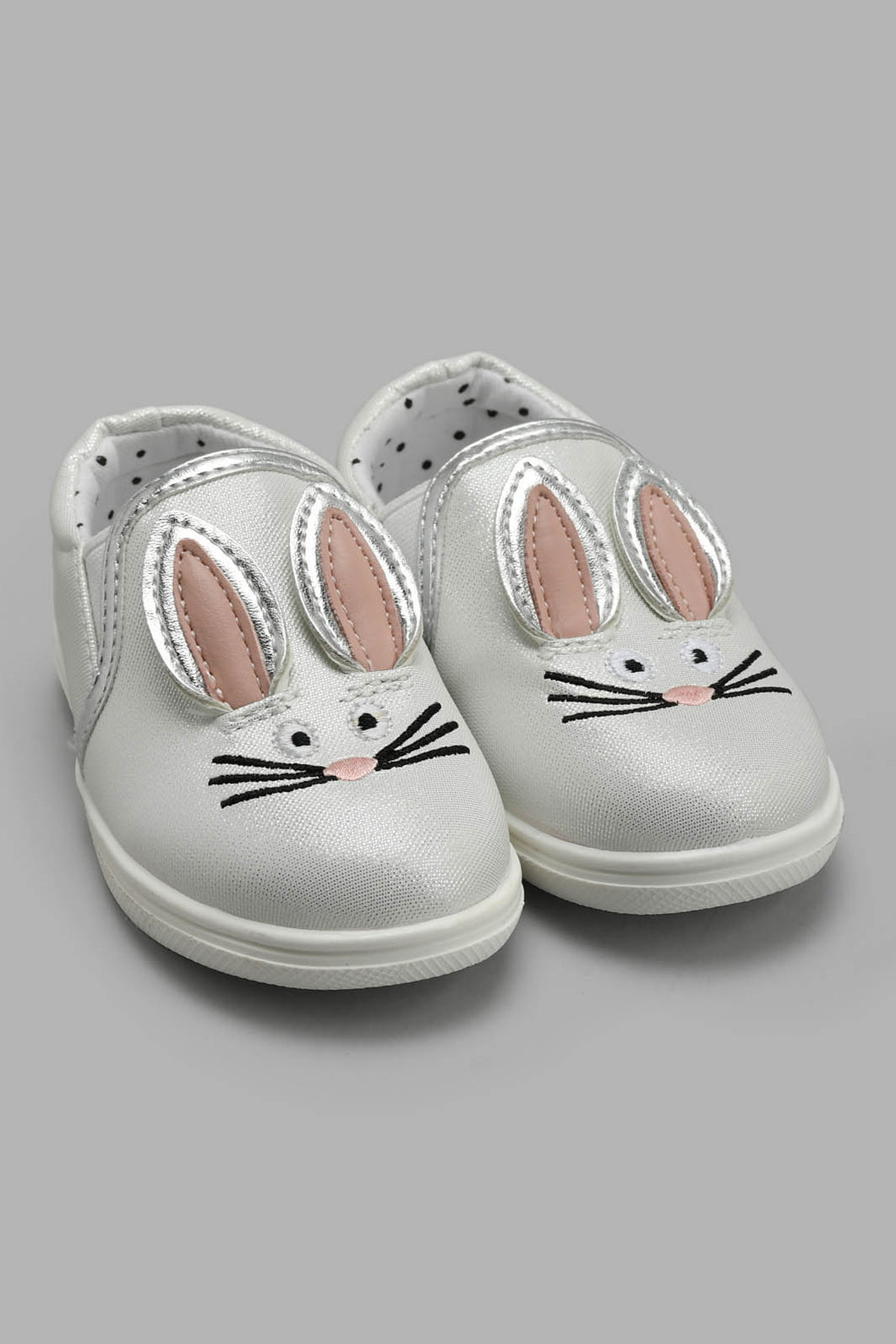 Redtag-White-Bunny-Plimsolls-Plimsolls-Infant-Girls-1 to 3 Years