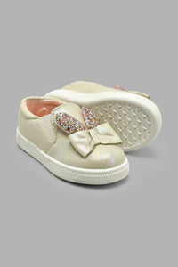 Redtag-Cream-Bunny-Trim-Plimsolls-Colour:Cream,-Filter:Girls-Footwear-(1-to-3-Yrs),-ING-Casual-Shoes,-New-In,-New-In-ING-FOO,-Non-Sale,-S22A,-Section:Kidswear-Infant-Girls-1 to 3 Years