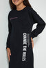 Redtag-Black-Slogan-Sweatshirt-Dress-Dresses-Senior-Girls-9 to 14 Years