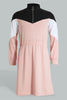 Redtag-Pink/Black/White-Ponte-Colorblocking-Dress-Dresses-Senior-Girls-9 to 14 Years