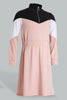Redtag-Pink/Black/White-Ponte-Colorblocking-Dress-Dresses-Senior-Girls-9 to 14 Years