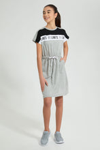 Load image into Gallery viewer, Redtag-Grey/White/Black-Sporty-Colorblocking-Knitted-Dress-Dresses-Senior-Girls-9 to 14 Years
