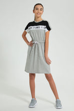 Load image into Gallery viewer, Redtag-Grey/White/Black-Sporty-Colorblocking-Knitted-Dress-Dresses-Senior-Girls-9 to 14 Years
