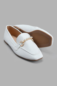 Redtag-White-Loafer-With-Pearl-Trim-Loafers-Women's-