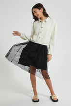 تنزيل الصورة على معرض الصور، Redtag-Black-Tulle-Skirt-With-Flock-Skirts-Senior-Girls-9 to 14 Years
