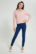 Load image into Gallery viewer, Redtag-Pink-Twill-Crop-Shirt-Blouses-Senior-Girls-9 to 14 Years
