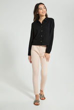 تنزيل الصورة على معرض الصور، Redtag-Black-Twill-Crop-Shirt-Blouses-Senior-Girls-9 to 14 Years
