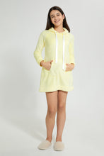تنزيل الصورة على معرض الصور، Redtag-Yellow-Heart-Microfleece-Hooded-Night-Dress-Nightshirts-Senior-Girls-9 to 14 Years
