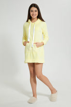 تنزيل الصورة على معرض الصور، Redtag-Yellow-Heart-Microfleece-Hooded-Night-Dress-Nightshirts-Senior-Girls-9 to 14 Years
