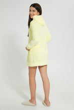 تنزيل الصورة على معرض الصور، Redtag-Yellow-Heart-Microfleece-Hooded-Night-Dress-Nightshirts-Senior-Girls-9 to 14 Years
