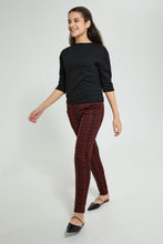 تنزيل الصورة على معرض الصور، Redtag-Red/Black-Plaid-Trouser-Cargo-Pants-Senior-Girls-9 to 14 Years
