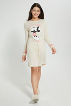 Load image into Gallery viewer, Redtag-Beige-Melange-Mickey-Mouse-Night-Dress-With-Eye-Mask-Nightshirts-Senior-Girls-9 to 14 Years
