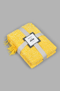 Redtag-Yellow/White-Texture-Throw-Throws-Home-Bedroom-