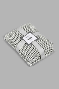 Redtag-Black/White-Basket-Weave-Throw-Throws-Home-Bedroom-