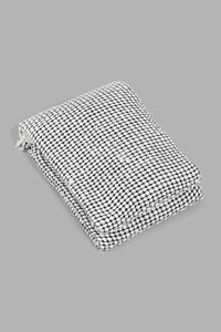 Redtag-Black/White-Basket-Weave-Throw-Throws-Home-Bedroom-