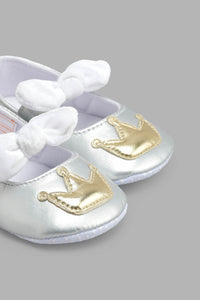 Redtag-Silver-Pram-Shoe-Pumps-Baby-0 to 18 Months