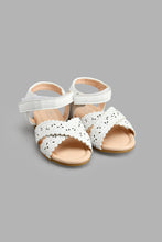 Load image into Gallery viewer, Redtag-White-Floral-Laser-Cut-Sandal-Colour:White,-Filter:Girls-Footwear-(1-to-3-Yrs),-ING-Casual-Shoes,-New-In,-New-In-ING-FOO,-Non-Sale,-S22A,-Section:Kidswear-Infant-Girls-1 to 3 Years
